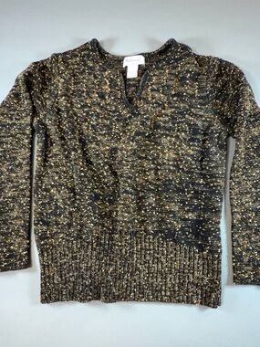 Vintage Westbound Speckled Knit Sweater L Made in Japan Black Beige Tan 80s 90s